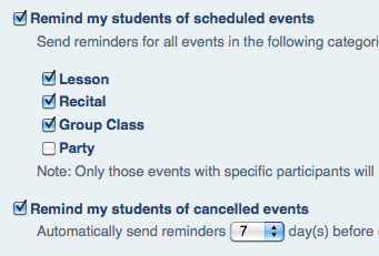 Automatic Lesson Reminder Emails to Students